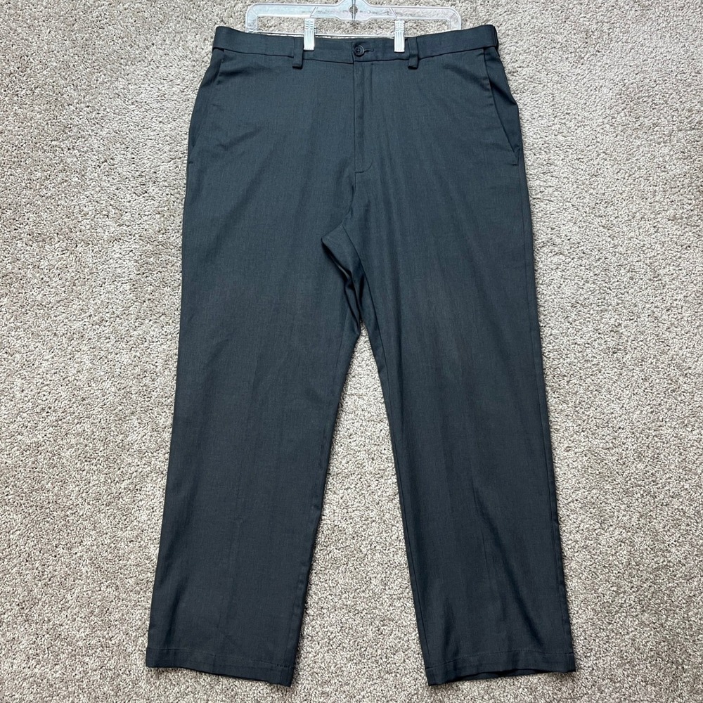 Haggar Cool 18 Pro Dress Pants Mens 36x30 Gray Classic Fit Expandable Waist EUC